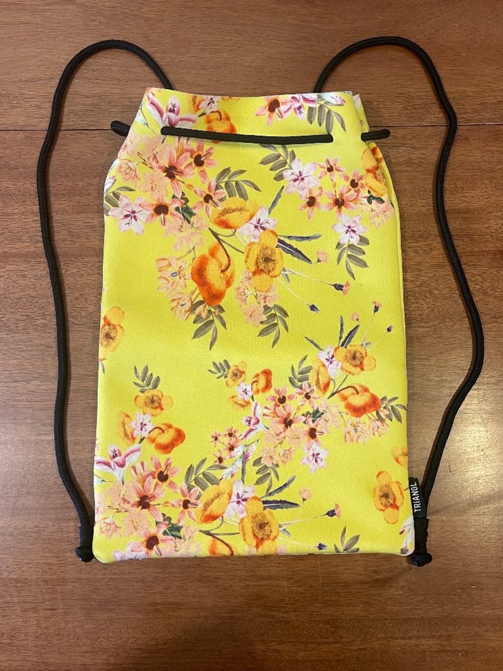 Triangl Yellow Floral Neoprene Backpack Drawstring Bag